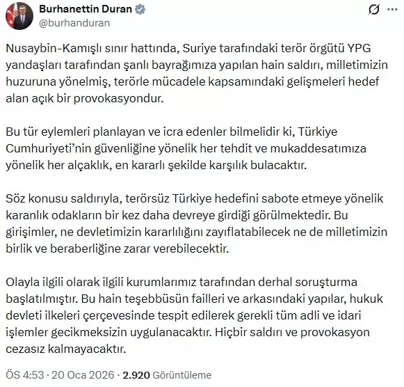 Sınırda bayrak saldırısının görseli