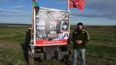 Pullukla yazılmış '20 Ocak Bakü şehitlerini saygıyla anıyoruz' mesajı