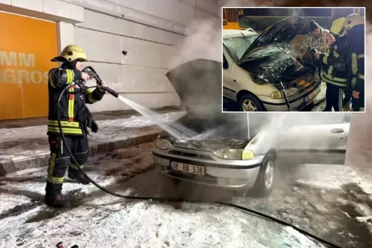 Kayseri'de Tamir Sonrası Çıkan Otomobil Alev Aldı: İtfaiye Hızlı Müdahale Etti