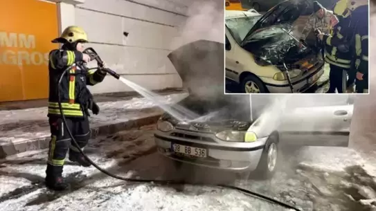 Kayseri'de Tamir Sonrası Çıkan Otomobil Alev Aldı: İtfaiye Hızlı Müdahale Etti