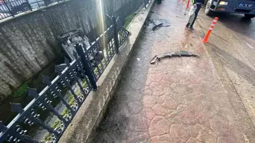 Kaza anındaki otomobil ve su kanalı