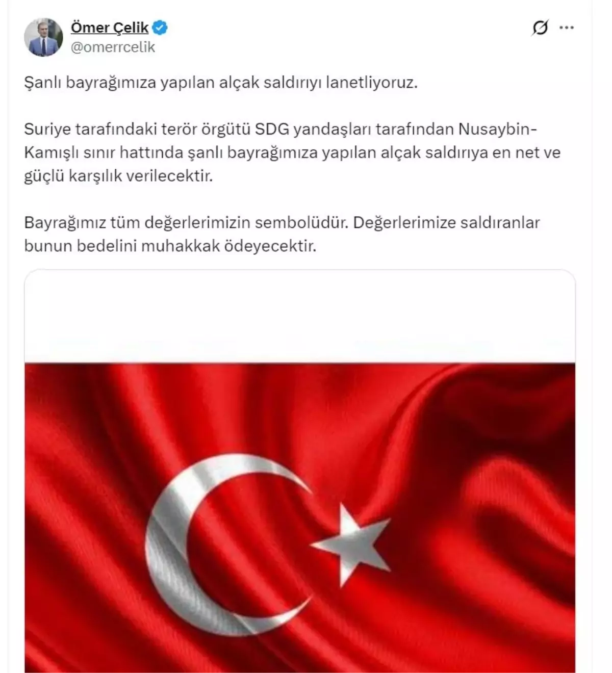 AK Parti Sözcüsü Ömer Çelik'ten Bayrak Saldırısına Keskin Tepki