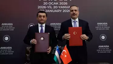 Bakan Fidan ve Saidov programı imzalarken