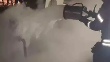 Petrol kuyusundaki yangının görüntüsü