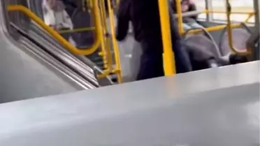 Olay anı otobüs kamerasında