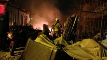 Yangın sonrası hurdalık alanının görüntüsü