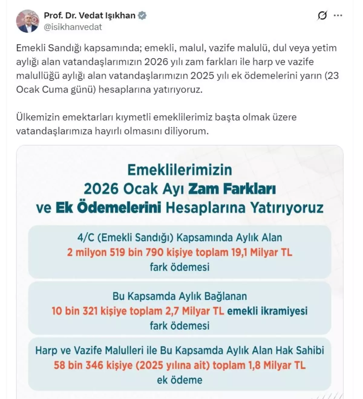 Emekli maaşına zam farkı