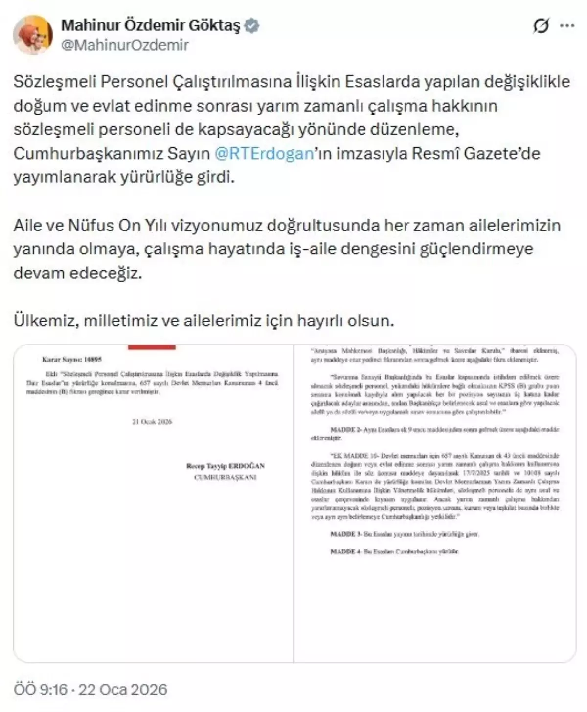 Sözleşmeli Personellere Doğum Sonrası Yarı Zamanlı Çalışma İmkanı Geldi