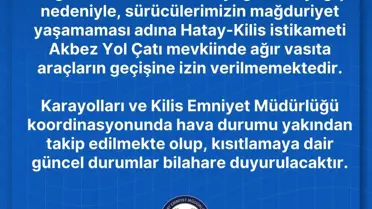 Hatay’da Şiddetli Buzlanma Serinyol‑Madenli Yolunu Geçici Olarak Kapatıyor