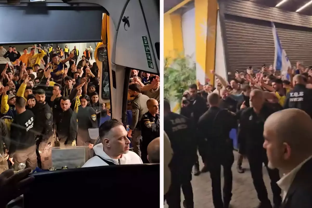 Ergin Ataman güvenlik görevlileriyle birlikte