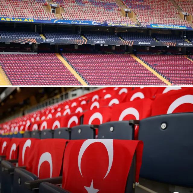 Tribünlerde dalgalanan bayraklar