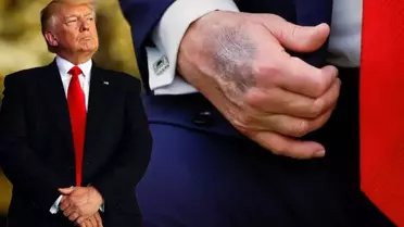 Trump'ın elindeki morluk yakın çekim