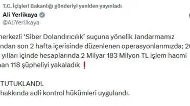 17 İlde Gerçekleşen Siber Dolandırıcılık Operasyonu Sonuçları: 118 Şüpheli Gözaltında