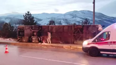 Kaza sonrası otobüs enkazı