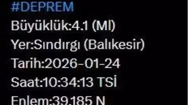 Balıkesir Sındırgı’da 4.1 Şiddetinde Sarsıntı Gerçekleşti
