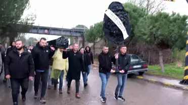 Soma Termik Santrali'nde İşçiler Maaş Farklarına Karşı Siyah Tabutlu Protesto Yaptı