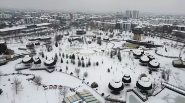 Dronla çekilmiş Elazığ kar manzarası