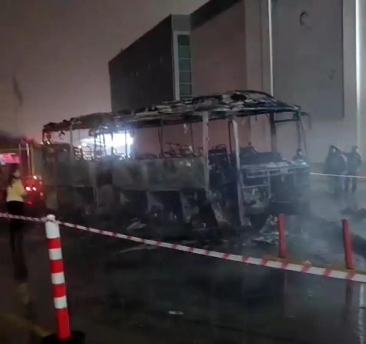 Kapıkule'de yanmış otobüs