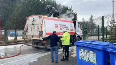 Bolu’da Yol Süpürge Aracında Çıkan Yangın Hızla Söndürüldü