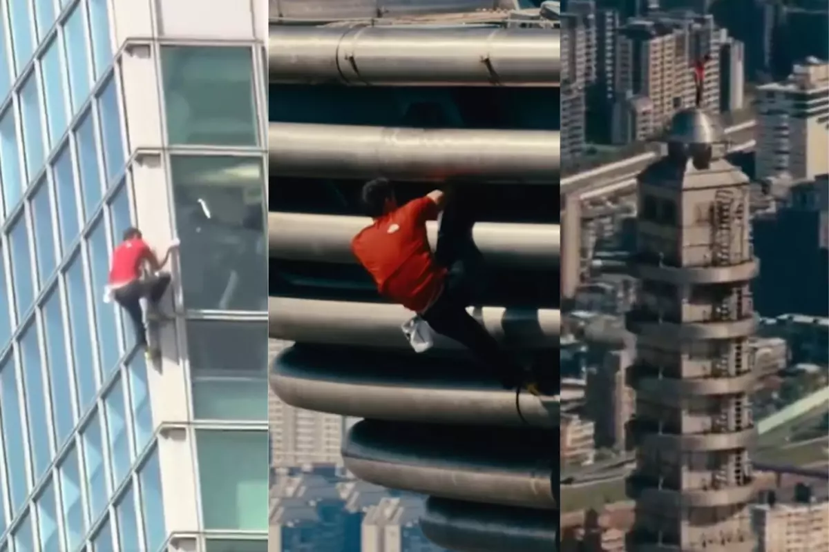 Alex Honnold Taipei 101 gökdelenini tırmanıyor