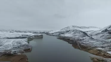 Ilısu Barajı karla kaplı detaylı fotoğrafı