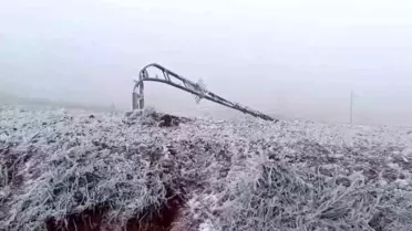 Yıkılan elektrik direkleri ve kar yağışı