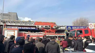 Yangın sonrası kontrol edilen otopark