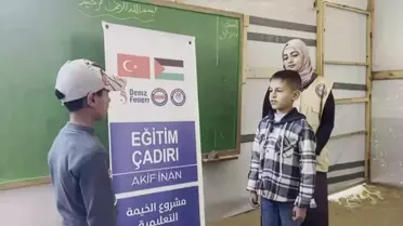 Eğitim çadırı içinde sınıf ortamı