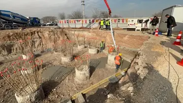 Konya tramvay hattının inşaat sahası
