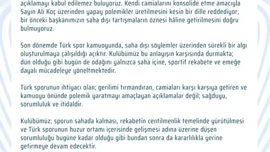 Fenerbahçe'den Galatasaray'a Sert Açıklama: Ali Koç Eleştirisi
