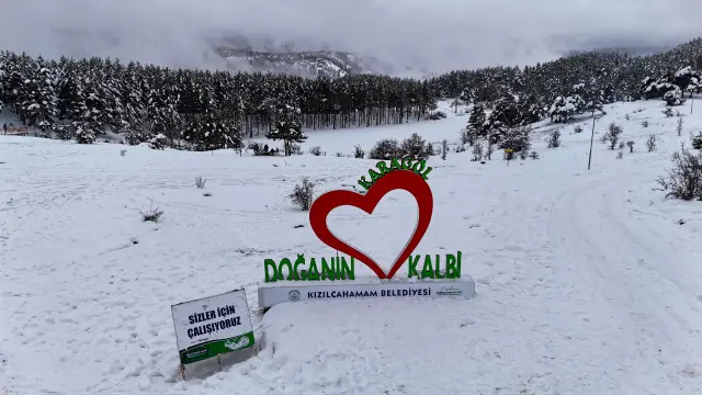 Karla kaplı orman patikası