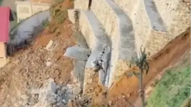 Rize Ardeşen'de Heyelan Duvarı Çöktü, Ulaşım Kesintiye Uğradı
