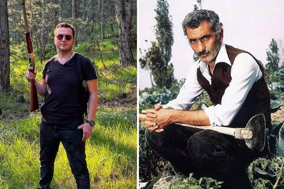 Külliye önünde savcı Yavuz Engin ve Yılmaz Güney fotoğrafı