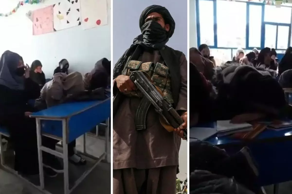 Afganistan’da kız çocukları okul önünde gözyaşıyla protesto ediyor