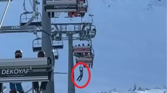 Erciyes Kayak Merkezi'nde Telesiyejde Yaşanan Snowboard Olayı