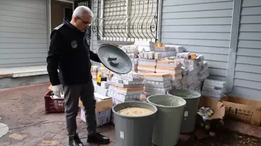 Mersin'de sahte krem imalat tesisinin iç görüntüsü