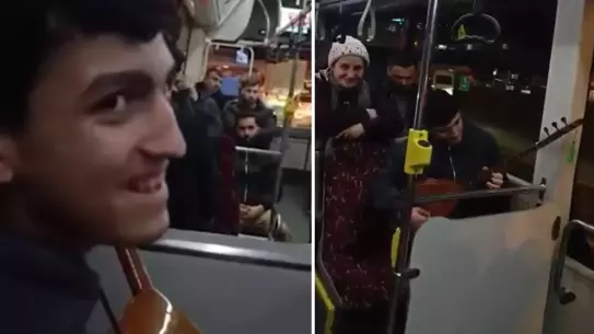 İETT Otobüsünde Sazlı Müzik Rüzgarı: Şehrin Sokakları Şarkıyla Coştu