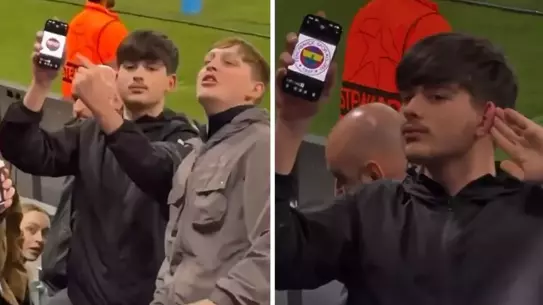 Manchester City taraftarı Galatasaray tribünlerinde Fenerbahçe amblemini sergiledi