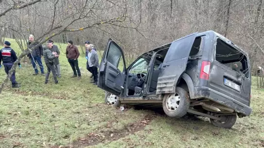 Uçuruma düşen aracın görüntüsü