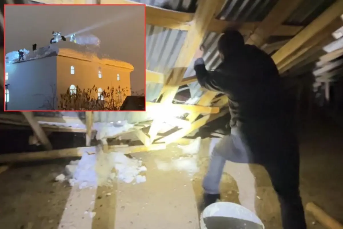 Güllüce köyündeki caminin çatı çökmesi