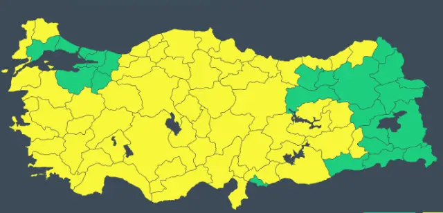 Sarı alarm haritası