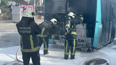 Antalya’da Halk Otobüsü Motorunda Çıkan Yangın Hızla Söndürüldü