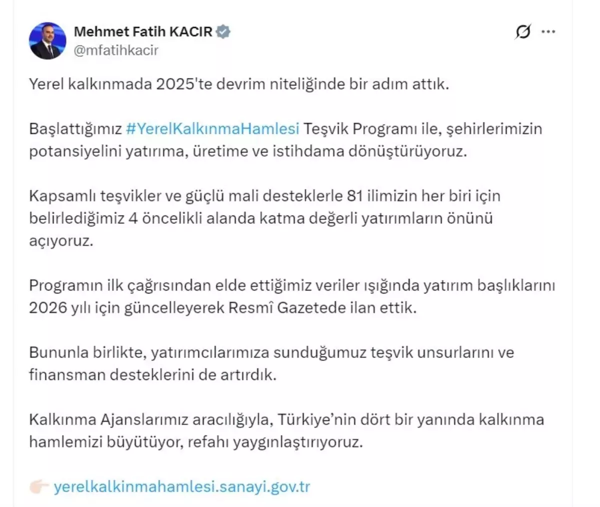 Bakan Kacır yerel kalkınma teşviklerini açıklıyor