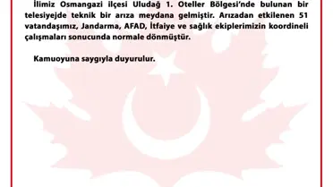 Uludağ’da Telesiyej Arızası Sonrası 51 Kişi Güvende