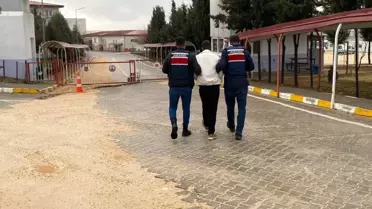 Jandarma ekipleri şüpheliyi gözaltına alıyor