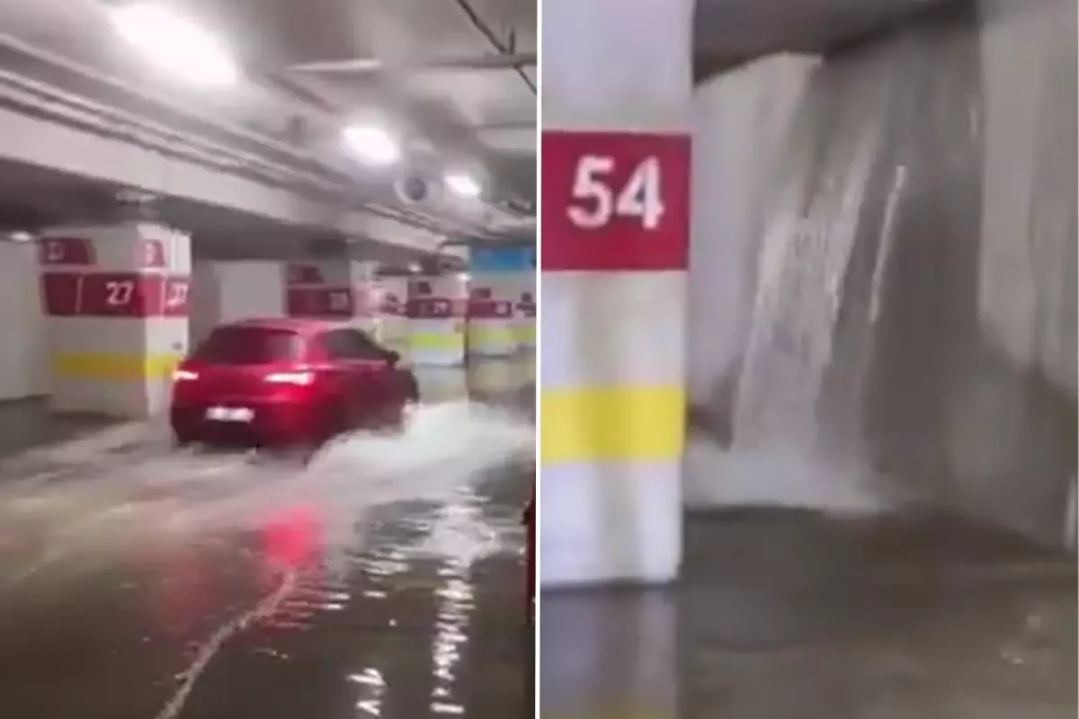 Adana Şehir Hastanesi Otoparkı Sel Sularıyla Kaplandı, Araçlar Su İçinde Kaldı