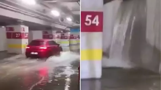 Otoparkta su birikintileri