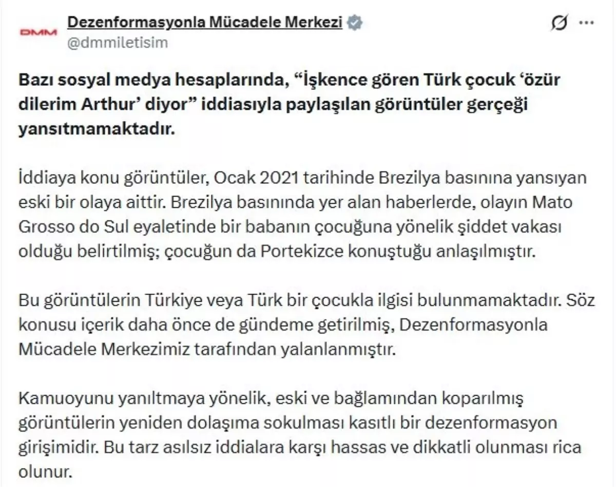 DMM, Çocuk İşkence Görüntülerinin Sahte Olduğunu Bildirdi