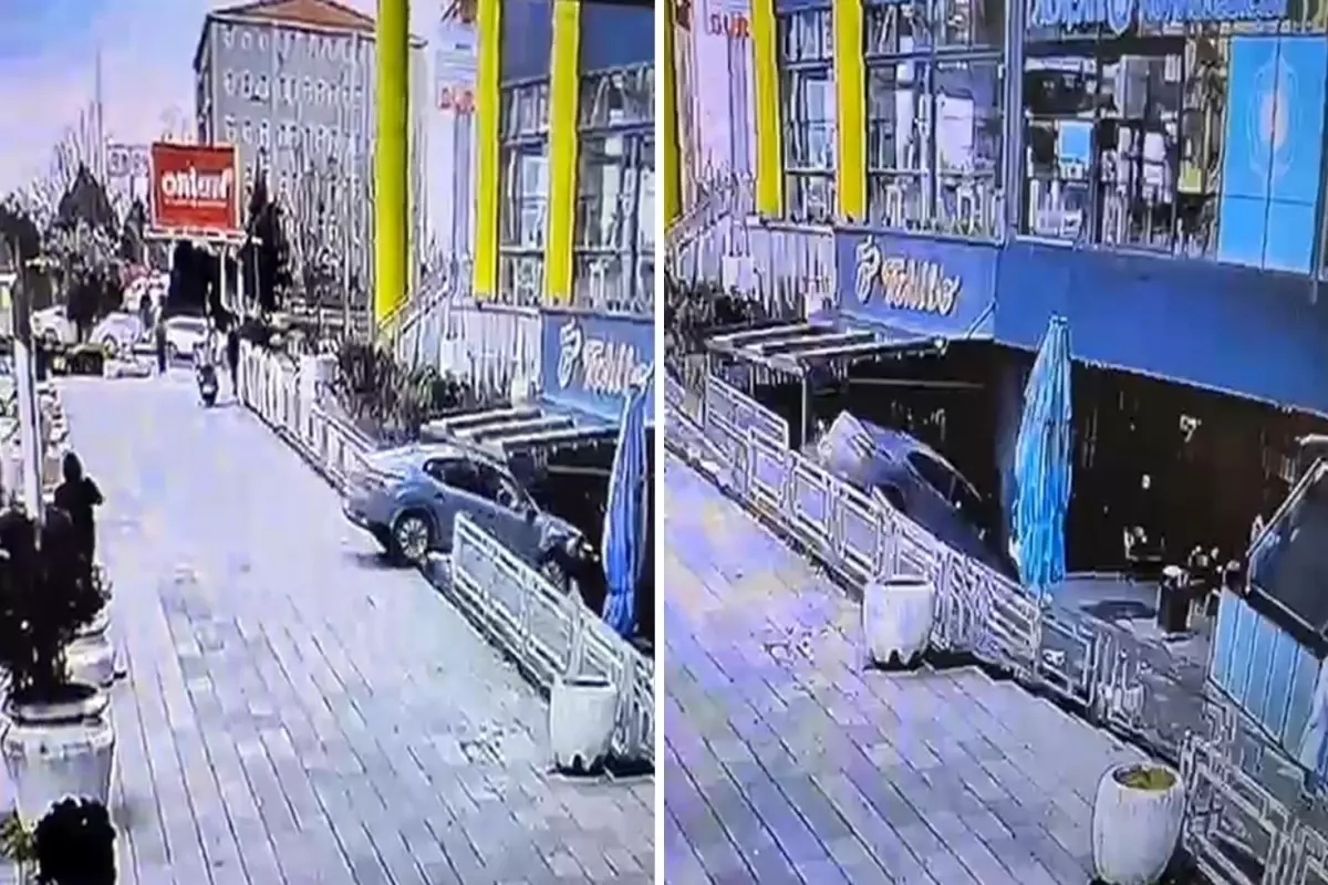 Çorlu AVM otoparkında kaza anı