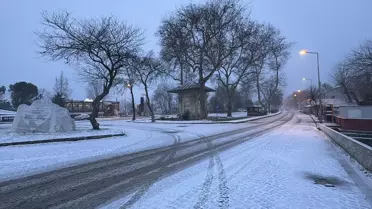 Trakya’da karla kaplı şehir manzarası